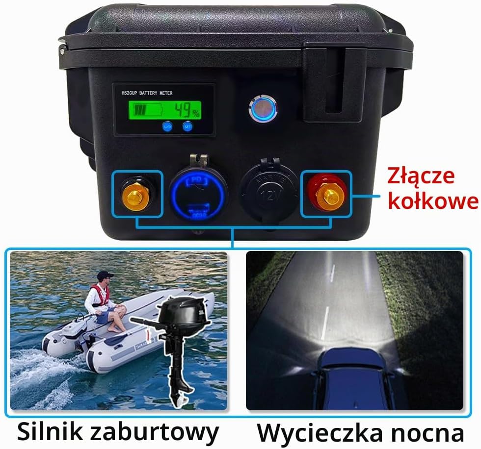 12V 100Ah LifePO4 Zawiera Bluetooth i ładowarkę 10A, Akumulator Morski Litowy z 100A BMS Głęboki Cykl Klasa A Bateria LiFePO4 z LCD Idealny do Off-Grid, RV, Systemu Solarnego, Łódźi