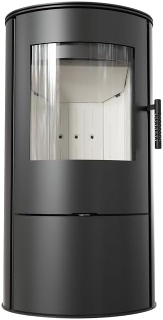 KRATKI Stalowy piec na drewno koza ROLLO 7kW, Ø 150, BImSchV 2, EKOPROJEKT, jasne wyłożenie TERMOTEC, mały piecyk wolnostojący