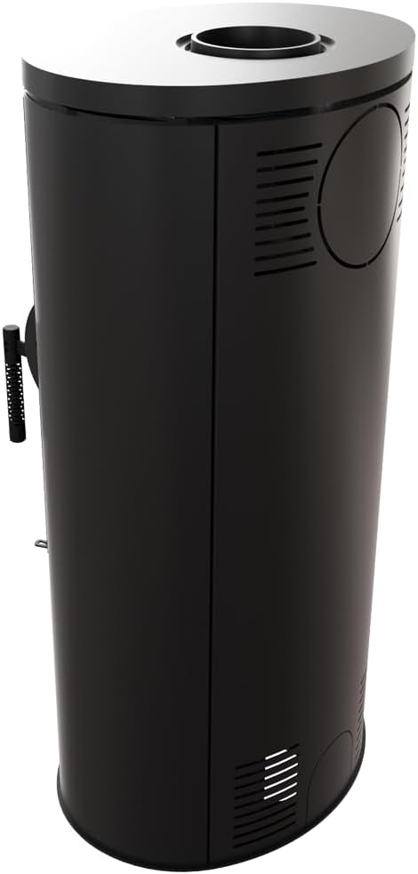 KRATKI Stalowy kominek wolnostojący KOZA AB Ø 150 8 kW, Klasa energetyczna A, Kominek na drewno, Norma BImSchV 2, Stalowo-żeliwny, BLACK