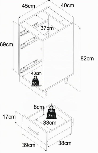 Zestaw Mebli Kuchennych 220 cm, Zabudowa Kuchenna z Szafkami Górnymi i Dolnymi, Kuchnia Modułowa do Samodzielnego Montażu Bez Sprzętu AGD, Styl Nowoczesny w Kolorze Kaszmir