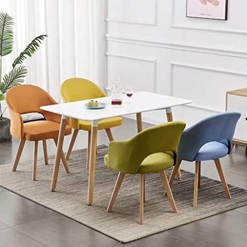 Fotel obrotowy w stylu Mid Century Modern z wyściełanym siedziskiem i nogami z litego drewna bukowego, bez kółek, do użytku w biurze, jadalni lub salonie (jeden rozmiar, kremowy)