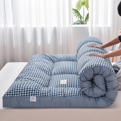 Japoński materac futon, podłogowy, składany materac tatami, przenośny materac kempingowy, łatwy do przechowywania, oddychający materiał na materac (szary, 200 x 220 cm)