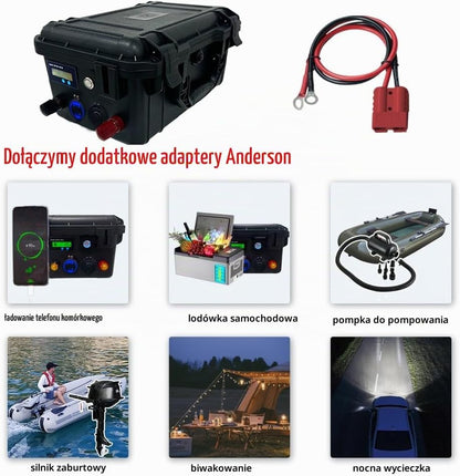 12V 100Ah LifePO4 Zawiera Bluetooth i ładowarkę 10A, Akumulator Morski Litowy z 100A BMS Głęboki Cykl Klasa A Bateria LiFePO4 z LCD Idealny do Off-Grid, RV, Systemu Solarnego, Łódźi