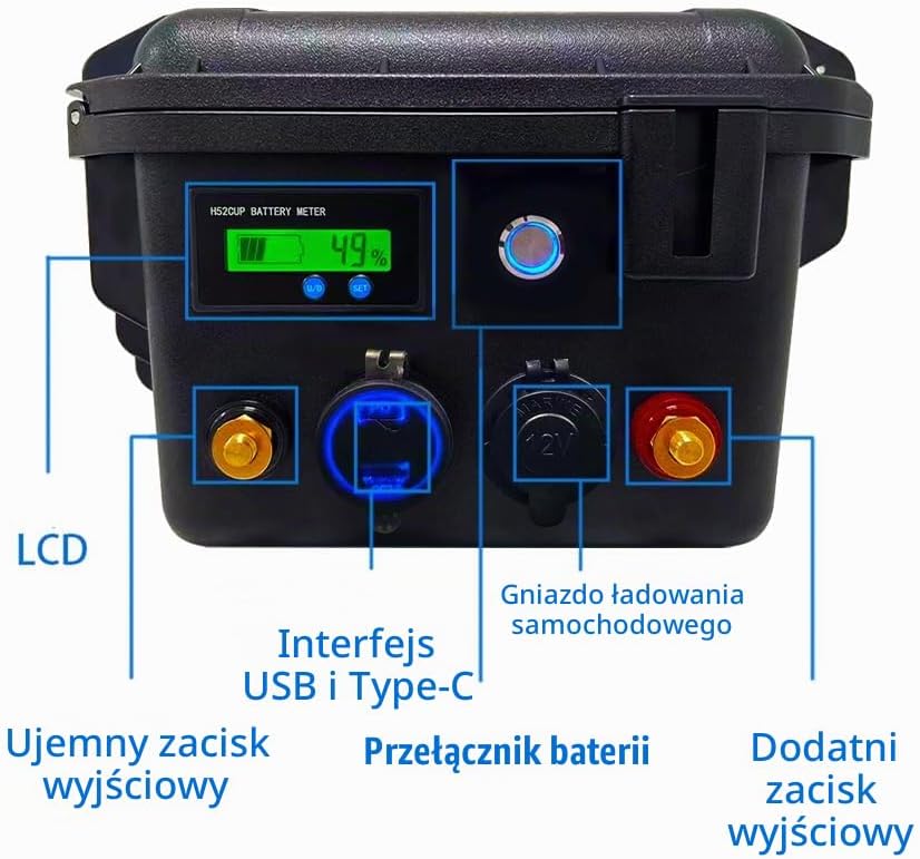 12V 100Ah LifePO4 Zawiera Bluetooth i ładowarkę 10A, Akumulator Morski Litowy z 100A BMS Głęboki Cykl Klasa A Bateria LiFePO4 z LCD Idealny do Off-Grid, RV, Systemu Solarnego, Łódźi