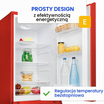 Bomann 175L czerwona lodówka i zamrażarka KG320-2-czerwona, Pojemność netto: 175 l, bezstopniowa regulacja temperatury, zawiasy do drzwi po prawej stronie, wymienne, regulowane nóżki