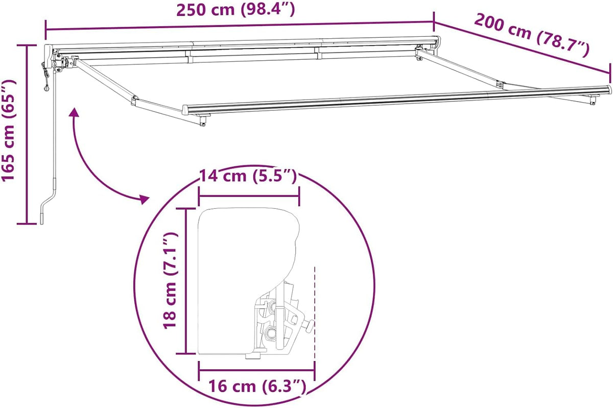 vidaXL Elektryczna Rozkładana Markiza antracytowy 2,5 x 2 m