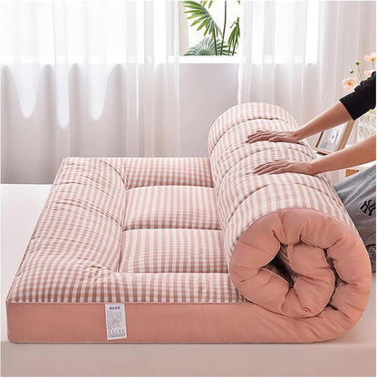 Japoński materac futon, podłogowy, składany materac tatami, przenośny materac kempingowy, łatwy do przechowywania, oddychający materiał na materac (szary, 200 x 220 cm)