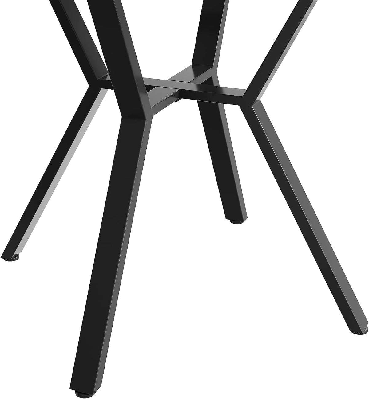 Okrągły stół do jadalni, wygląd marmuru, średnica 100 cm, czarny metalowy uchwyt w kształcie litery X, nowoczesny, MDF, wysokość 75 cm
