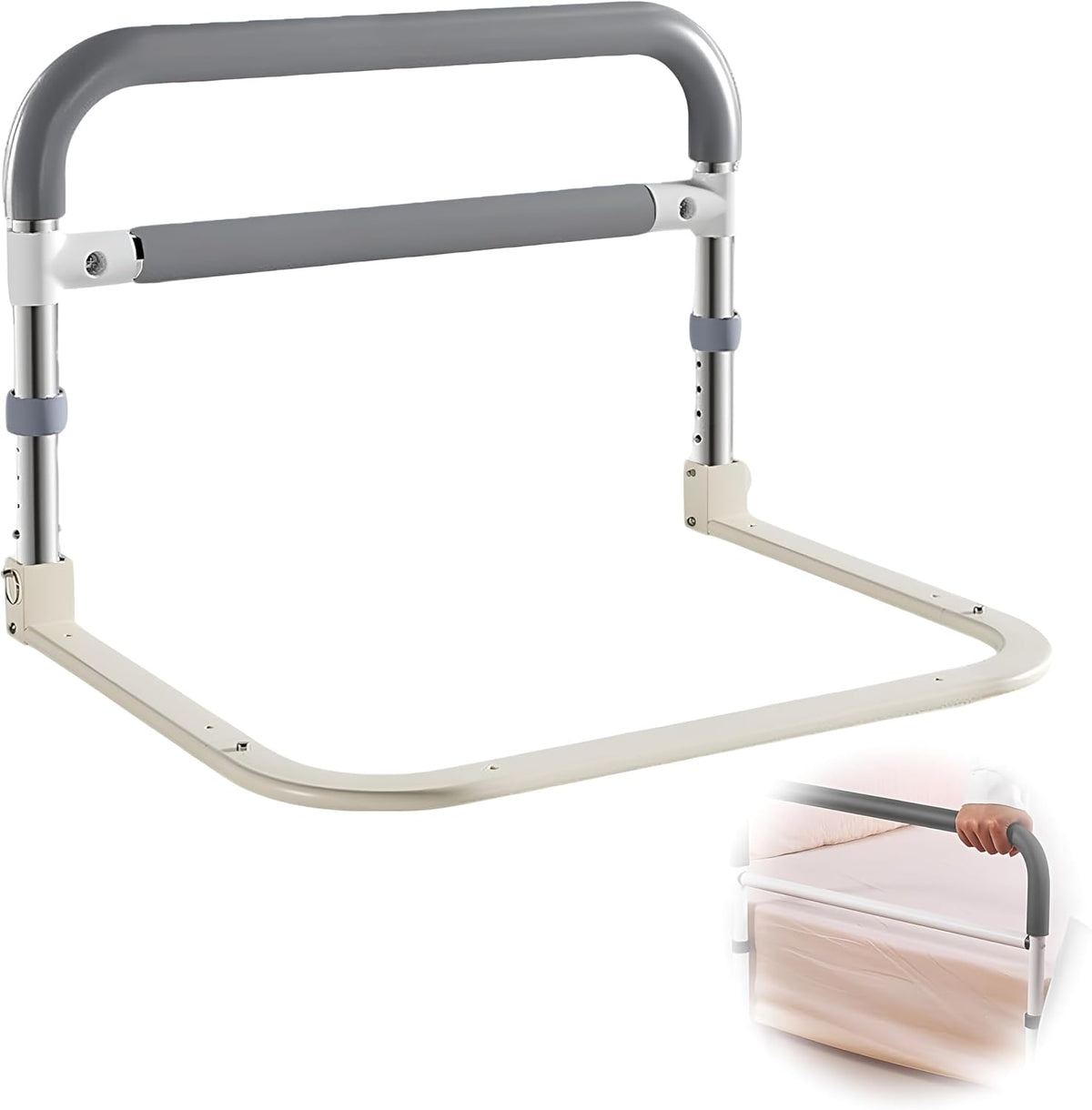 Bariera łóżkowa dla seniorów – składana rampa 63 cm z regulowaną wysokością – bezpieczeństwo dla łóżka dla dorosłych, opieki domowej, seniorów, ograniczonej mobilności, regeneracji