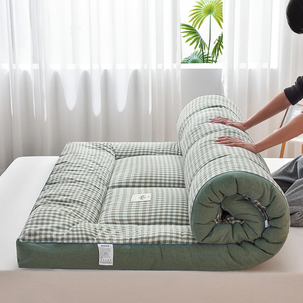 Japoński materac futon, podłogowy, składany materac tatami, przenośny materac kempingowy, łatwy do przechowywania, oddychający materiał na materac (szary, 200 x 220 cm)