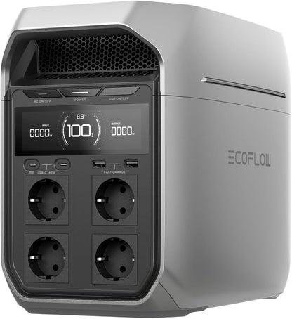 EF ECOFLOW DELTA 3 Plus Przenośna stacja zasilania E, bateria LiFePO4 1024 Wh, pełne naładowanie w 56 minut, generator fotowoltaiczny 1800 W (w trybie podwyższenia mocy 3600 W)