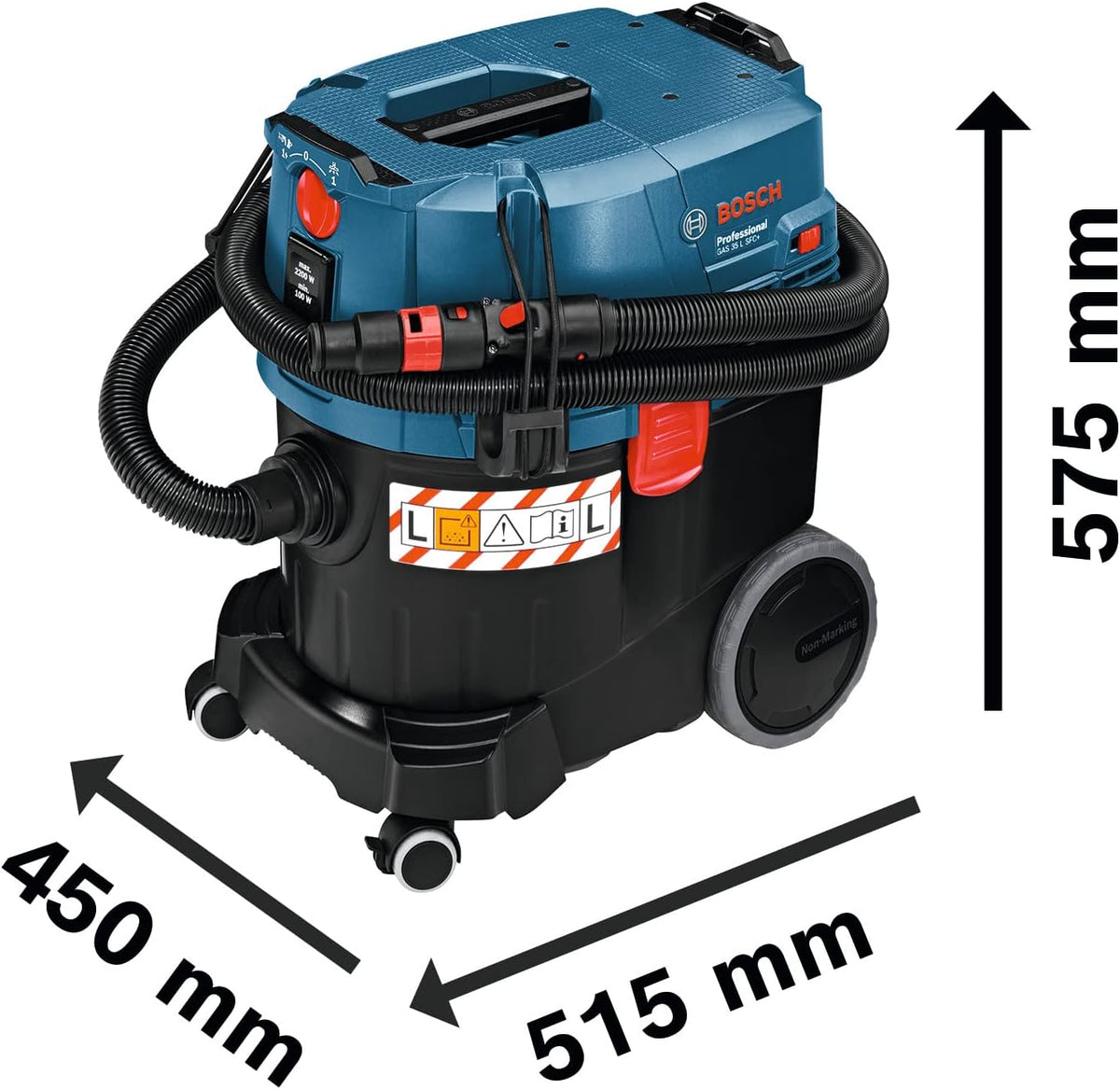 Bosch Professional: odkurzacz do pracy na mokro i sucho GAS 35 L SFC+ (1 200 W, 3 rury chromowane, wąż 3 m, zestaw dysz podłogowych, 1 filtr płaski fałdowany, worek na pył)
