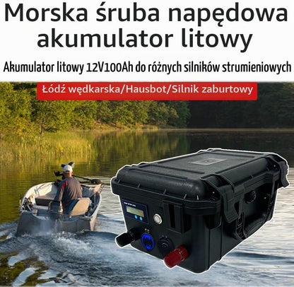 12V 100Ah LifePO4 Zawiera Bluetooth i ładowarkę 10A, Akumulator Morski Litowy z 100A BMS Głęboki Cykl Klasa A Bateria LiFePO4 z LCD Idealny do Off-Grid, RV, Systemu Solarnego, Łódźi