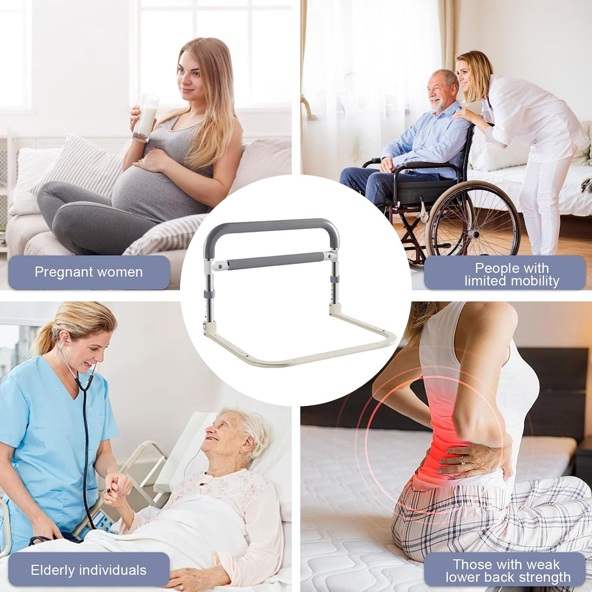 Bariera łóżkowa dla seniorów – składana rampa 63 cm z regulowaną wysokością – bezpieczeństwo dla łóżka dla dorosłych, opieki domowej, seniorów, ograniczonej mobilności, regeneracji