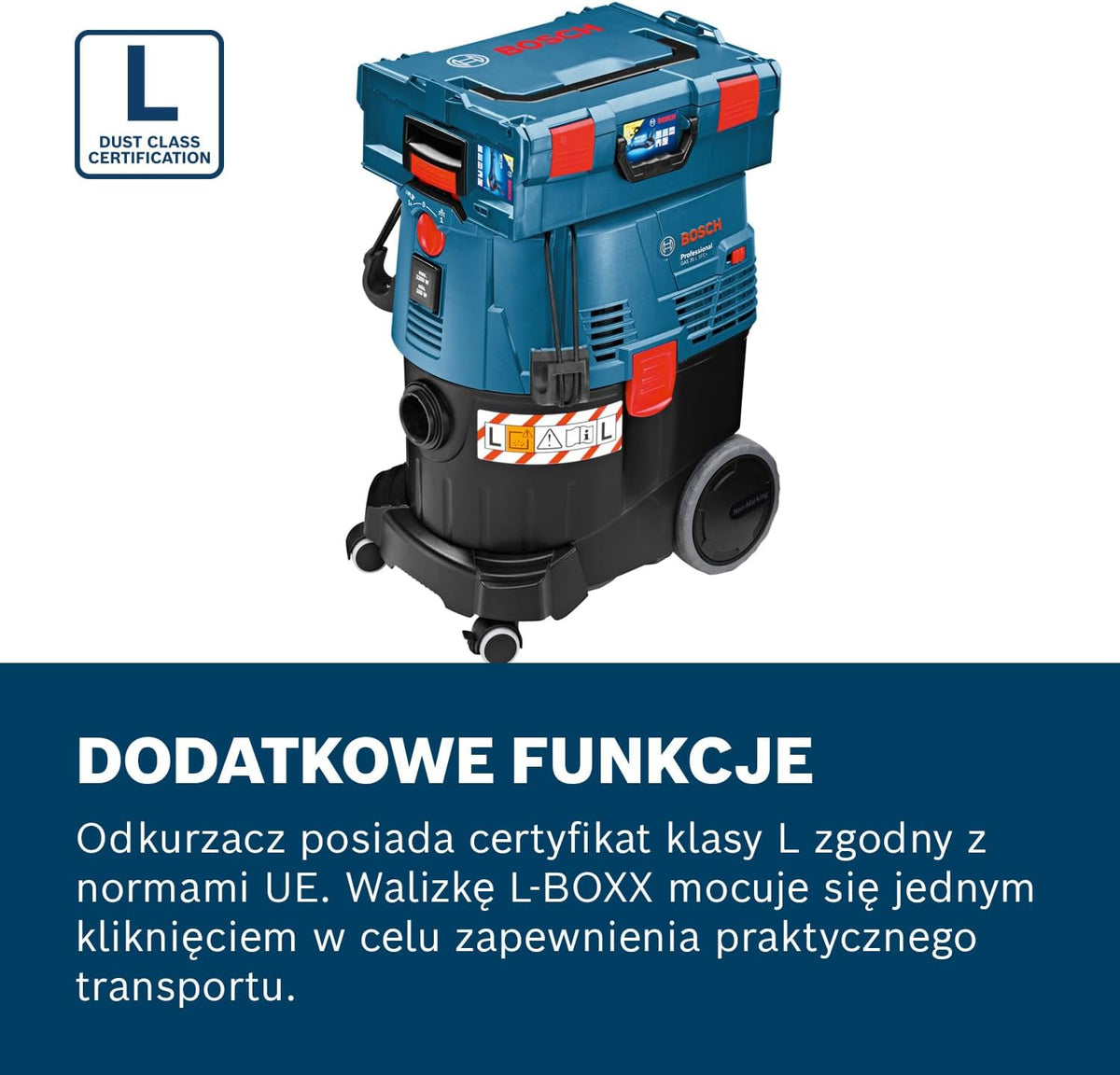 Bosch Professional: odkurzacz do pracy na mokro i sucho GAS 35 L SFC+ (1 200 W, 3 rury chromowane, wąż 3 m, zestaw dysz podłogowych, 1 filtr płaski fałdowany, worek na pył)