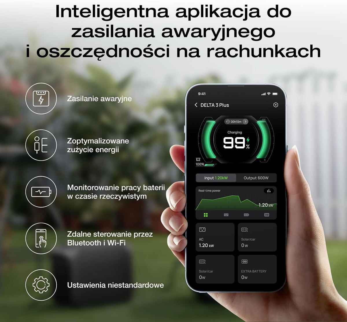 EF ECOFLOW DELTA 3 Plus Przenośna stacja zasilania E, bateria LiFePO4 1024 Wh, pełne naładowanie w 56 minut, generator fotowoltaiczny 1800 W (w trybie podwyższenia mocy 3600 W)