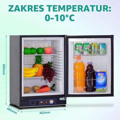 SMETA 60L Lodówka Gazowa 12V, 230V, AC/DC, 3-Drożna, Z Odwracalnymi Drzwiami, Idealna Do Przyczepy Kempingowej, Vanów, Kempingu, Off-Grid, Domków Letniskowych i Garaży