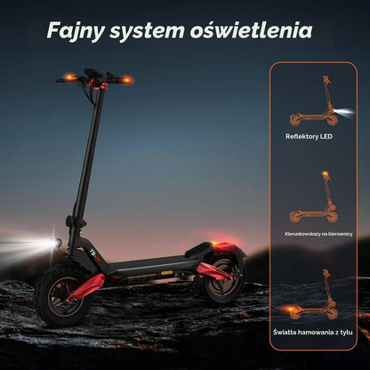 Skuter elektryczny z dopuszczeniem do ruchu drogowego, zasięg 80-100 km, 48 V, 15 Ah, opony pneumatyczne 10 cali, ABE skuter elektryczny z podwójną amortyzacją uderzeń, składana hulajnoga elektryczna