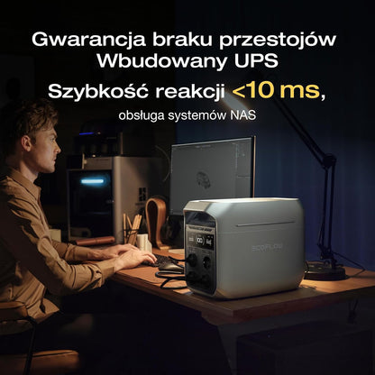 EF ECOFLOW DELTA 3 Plus Przenośna stacja zasilania E, bateria LiFePO4 1024 Wh, pełne naładowanie w 56 minut, generator fotowoltaiczny 1800 W (w trybie podwyższenia mocy 3600 W)