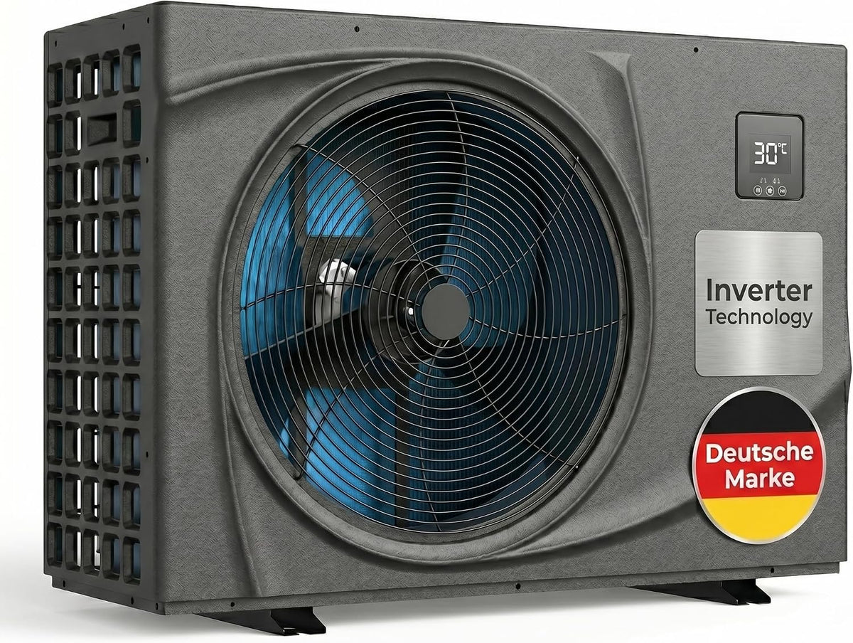 poolomio® Pompa ciepła do basenu 30–45 m³ NET Inverter 06| ultra ciche ogrzewanie basenu z WiFi | Energooszczędne ogrzewanie (COP 13,60) do basenu, Full Inverter DC do 7,3 kW, praca w temperaturze -5°