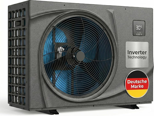 poolomio® Pompa ciepła do basenu 30–45 m³ NET Inverter 06| ultra ciche ogrzewanie basenu z WiFi | Energooszczędne ogrzewanie (COP 13,60) do basenu, Full Inverter DC do 7,3 kW, praca w temperaturze -5°