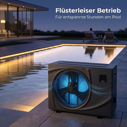 poolomio® Pompa ciepła do basenu 30–45 m³ NET Inverter 06| ultra ciche ogrzewanie basenu z WiFi | Energooszczędne ogrzewanie (COP 13,60) do basenu, Full Inverter DC do 7,3 kW, praca w temperaturze -5°