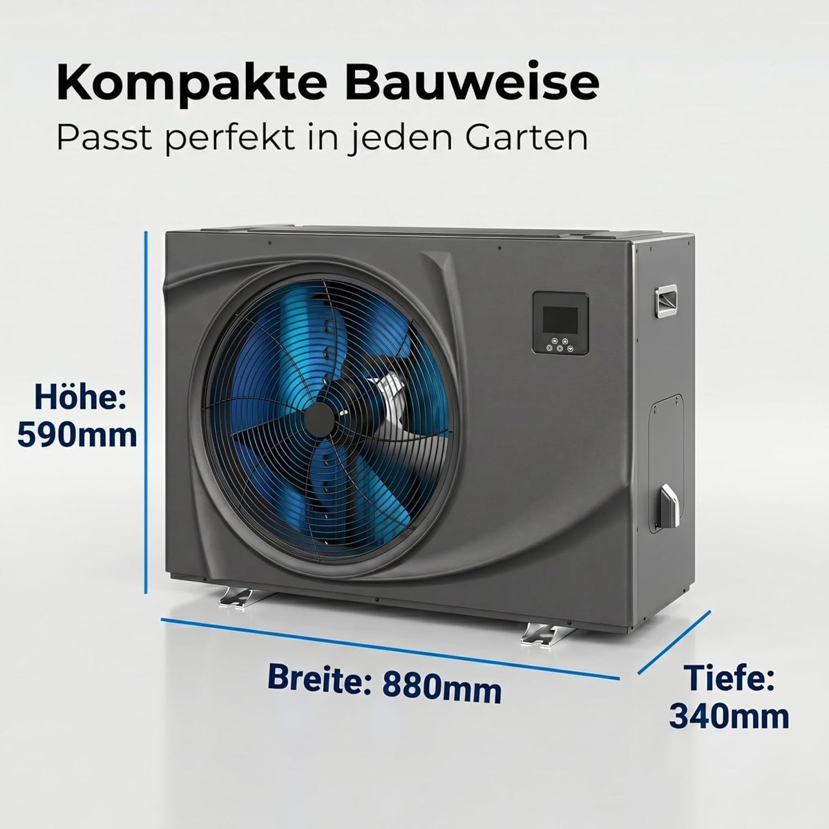 poolomio® Pompa ciepła do basenu 30–45 m³ NET Inverter 06| ultra ciche ogrzewanie basenu z WiFi | Energooszczędne ogrzewanie (COP 13,60) do basenu, Full Inverter DC do 7,3 kW, praca w temperaturze -5°