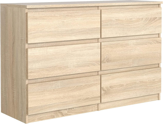 meble masztalerz Komoda Dąb Sonoma Mat z 6 szufladami - 120x78,5x39 cm - Komoda do salonu, sypialni - Szafka z szufladami - Komoda z szufladami - 120 cm