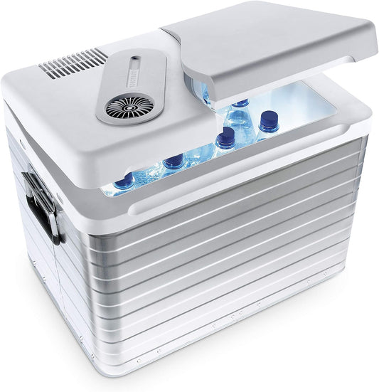 Mobicool Q40 AC/DC – przenośna lodówka termoelektryczna, aluminiowa, 39 litrów, 12 V i 230 V, do samochodów osobowych, ciężarowych i gniazdka, aluminiowa obudowa