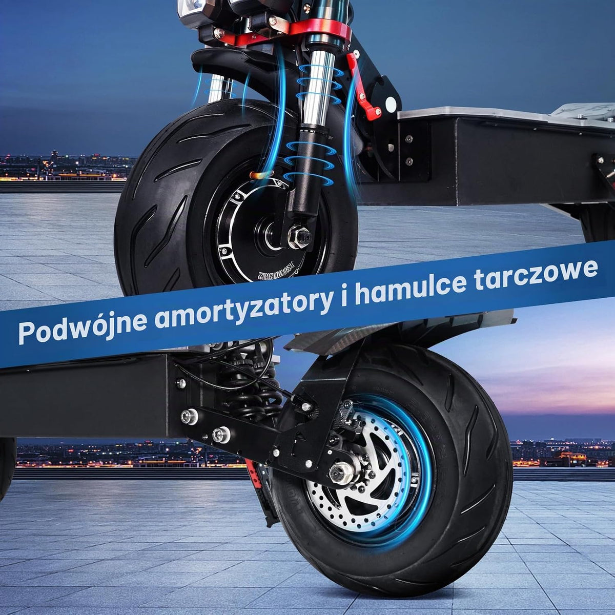 Hulajnoga elektryczna Lohang dla dorosłych, podwójne silniki, akumulator 60 V 38 Ah, zasięg 100 KM, opony 12", podwójne amortyzatory, podwójne hydrauliczne hamulce tarczowe, składane, nośność 250 kg