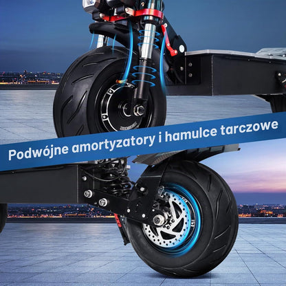 Hulajnoga elektryczna Lohang dla dorosłych, podwójne silniki, akumulator 60 V 38 Ah, zasięg 100 KM, opony 12", podwójne amortyzatory, podwójne hydrauliczne hamulce tarczowe, składane, nośność 250 kg