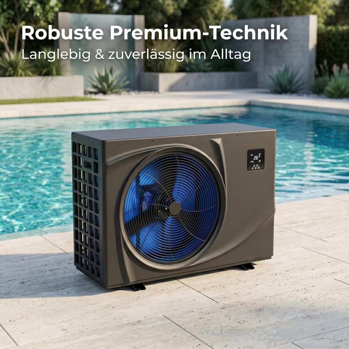 poolomio® Pompa ciepła do basenu 30–45 m³ NET Inverter 06| ultra ciche ogrzewanie basenu z WiFi | Energooszczędne ogrzewanie (COP 13,60) do basenu, Full Inverter DC do 7,3 kW, praca w temperaturze -5°