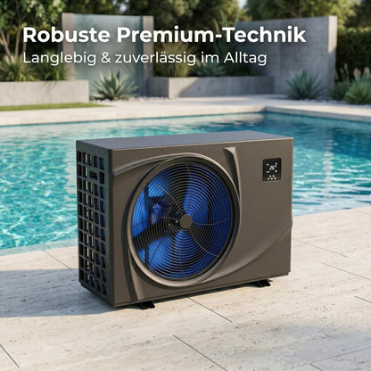poolomio® Pompa ciepła do basenu 30–45 m³ NET Inverter 06| ultra ciche ogrzewanie basenu z WiFi | Energooszczędne ogrzewanie (COP 13,60) do basenu, Full Inverter DC do 7,3 kW, praca w temperaturze -5°