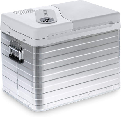 Mobicool Q40 AC/DC – przenośna lodówka termoelektryczna, aluminiowa, 39 litrów, 12 V i 230 V, do samochodów osobowych, ciężarowych i gniazdka, aluminiowa obudowa