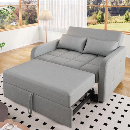 Dolamaní sofa rozkładana z funkcją spania i skrzynią na pościel, sofa 2-osobowa 127 cm szerokość x 75 cm głębokość, rozkładana do rozmiaru leżanki 127 x 125 cm (Beige)