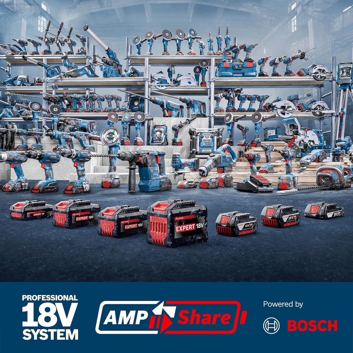 Bosch PRO 18V System Zestaw Combo: GSR 18V-65, GDX 18V-285, GBH 18V-26, GWS 18V-11, 2 akumulatory GBA 18V 5.0Ah, 1 akumulator EXBA 18V 5.5Ah, ładowarka GAL 12V/18V-80, 4 walizki L-BOXX 136